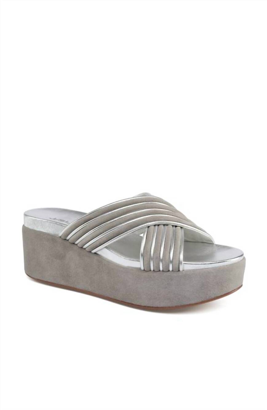 NEW J/SLIDES women's quiana platform sandals in grey/silver